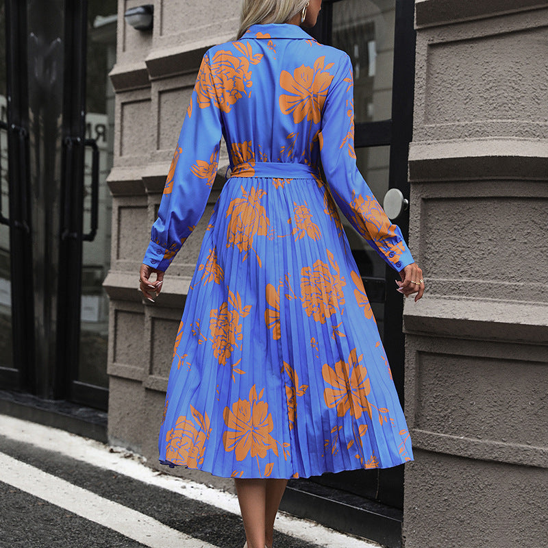 Women's midi dress with pleated skirt, wrap top and waist belt Chichicherry