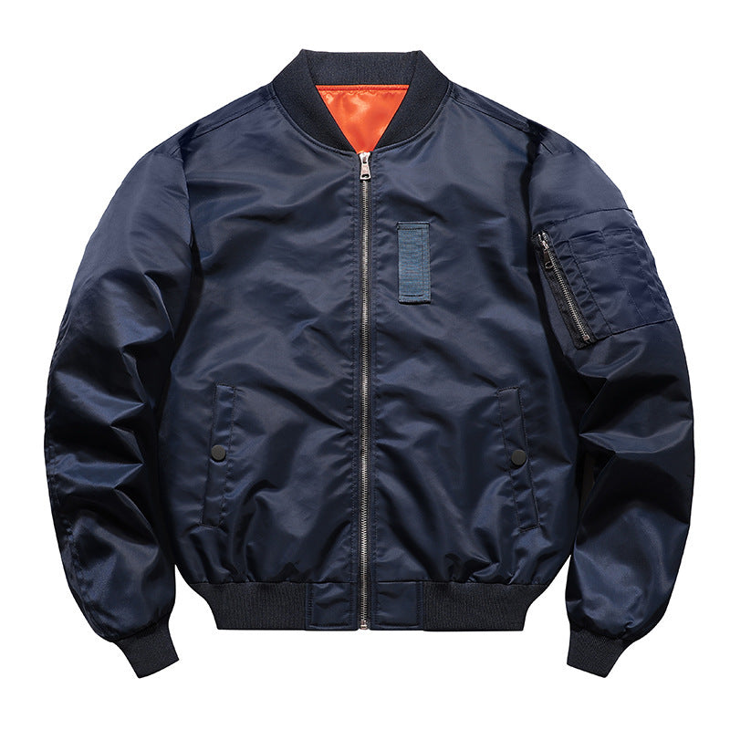 Men's Lightweight Flight Bomber Jacket with Water-Repellent Shell and Contrast Lining Chichicherry