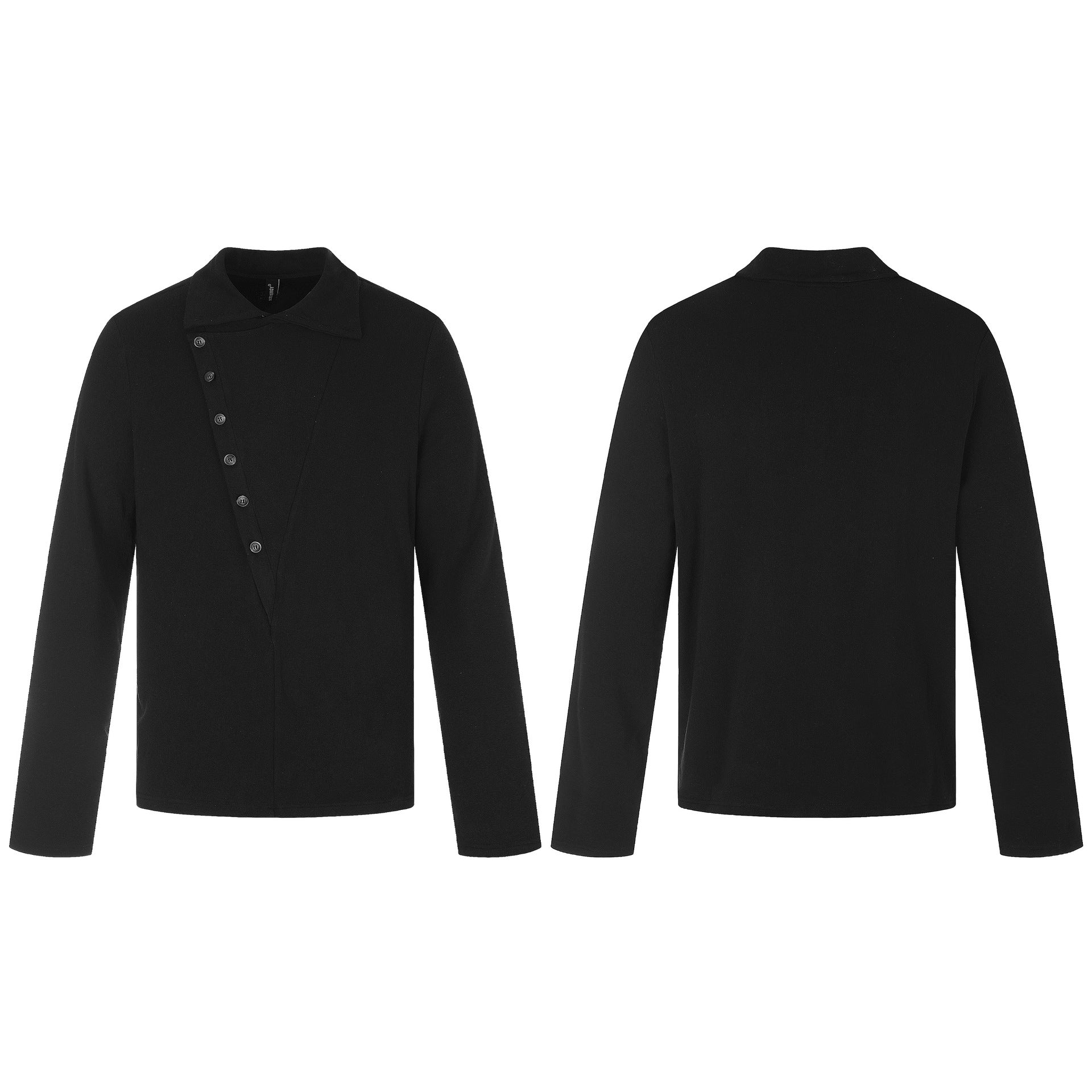 Men's asymmetric shirt jacket with kent collar and concealed button placket Chichicherry