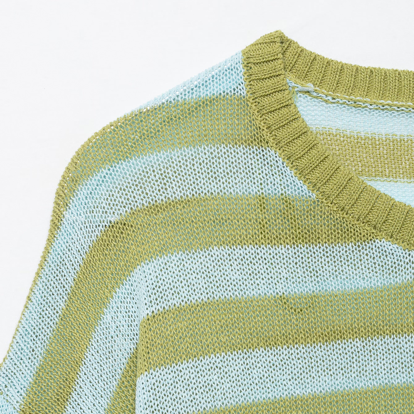 Women Light Striped Knit Poncho with Wide Short Sleeves and Boat Neck Chichicherry