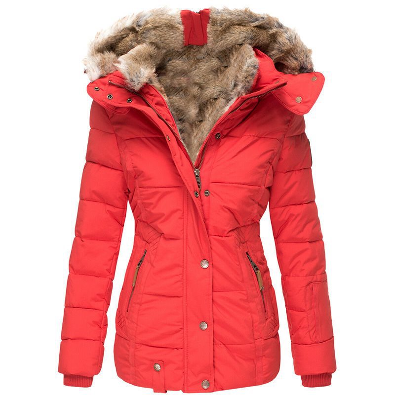 Women's padded parka with fitted cut and faux fur hood Chichicherry