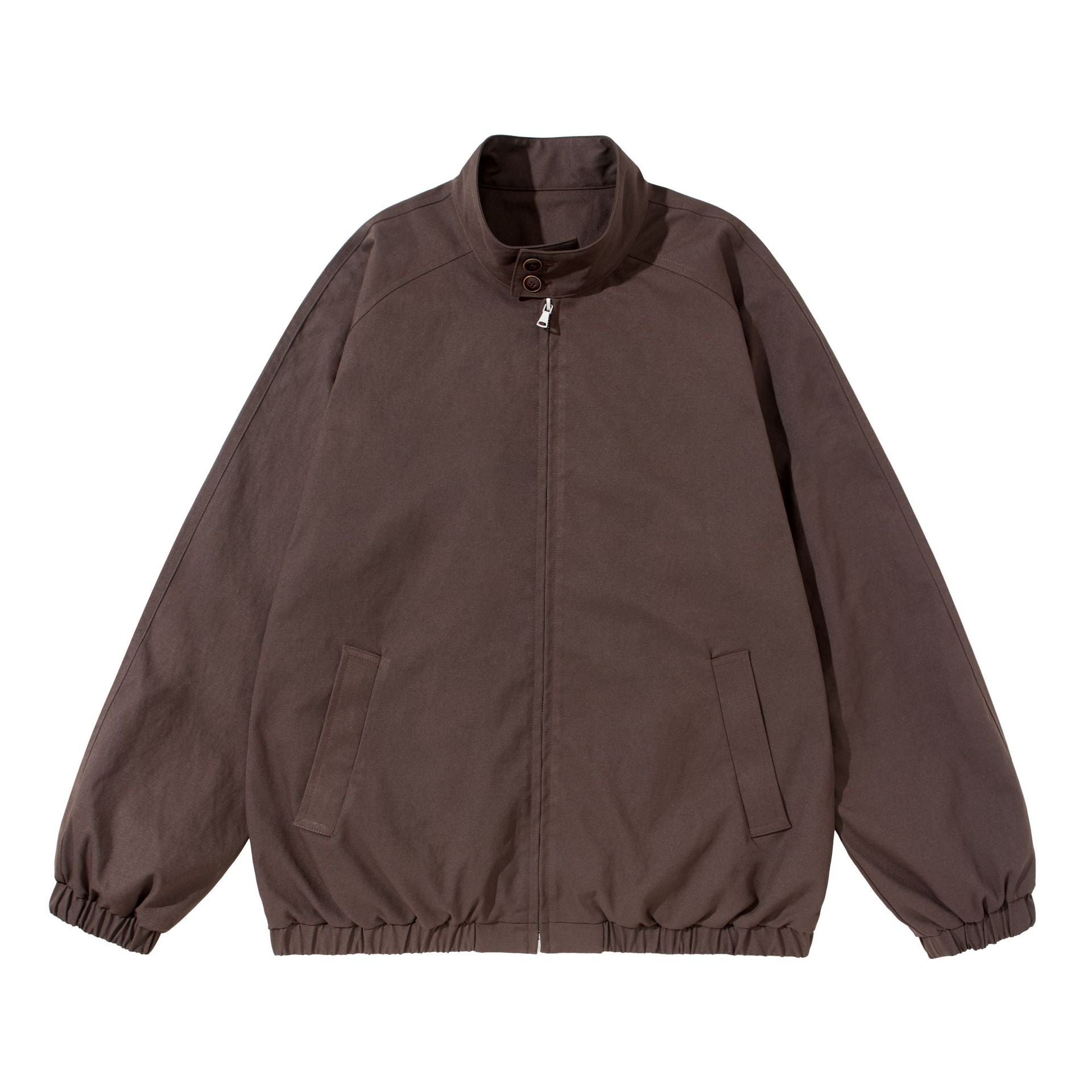 Unisex Short Cut Boxy Blouson with Stand-up Collar, Collar Tab and Elastic Hem Chichicherry