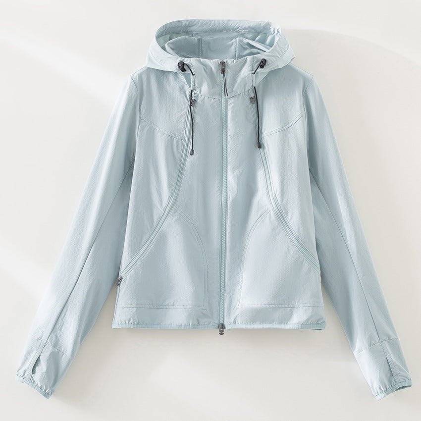 Women's Ultralight Hooded Windbreaker with Two-Way Zipper Chichicherry