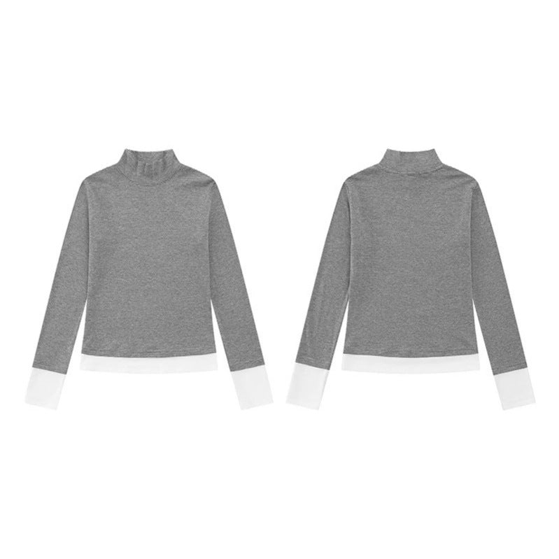 Women's turtleneck long-sleeve shirt with contrast finishes Chichicherry