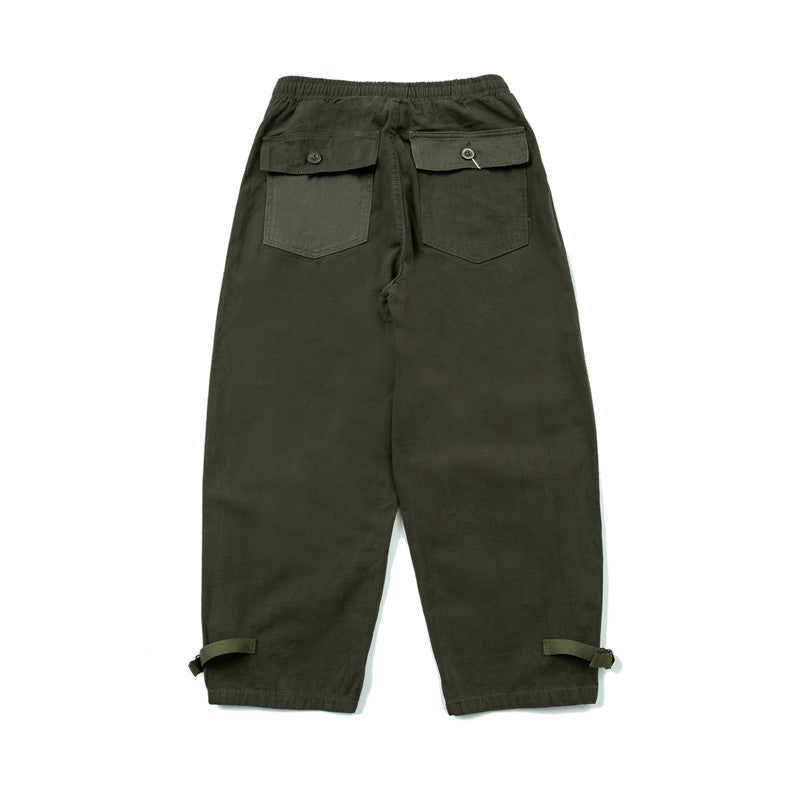 Men's Loose Fit Utility Cargo Pants with Drawstring Waist and Adjustable Leg Straps Chichicherry