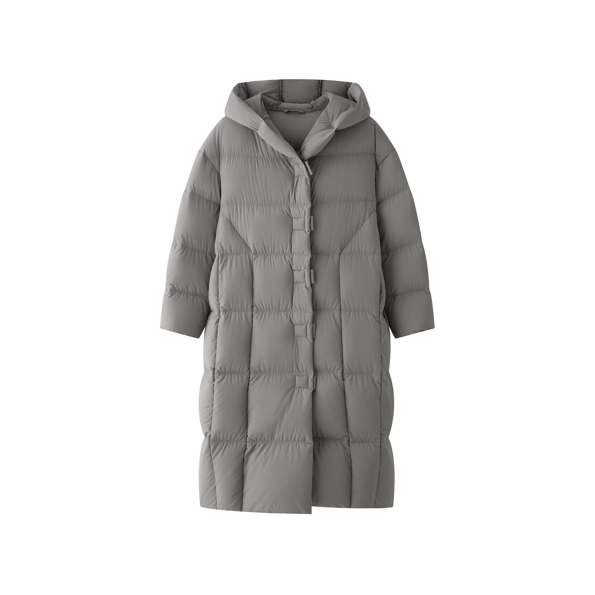 Women's Long Quilted Oversized Puffer Coat with Hood and Snap Button Placket Chichicherry