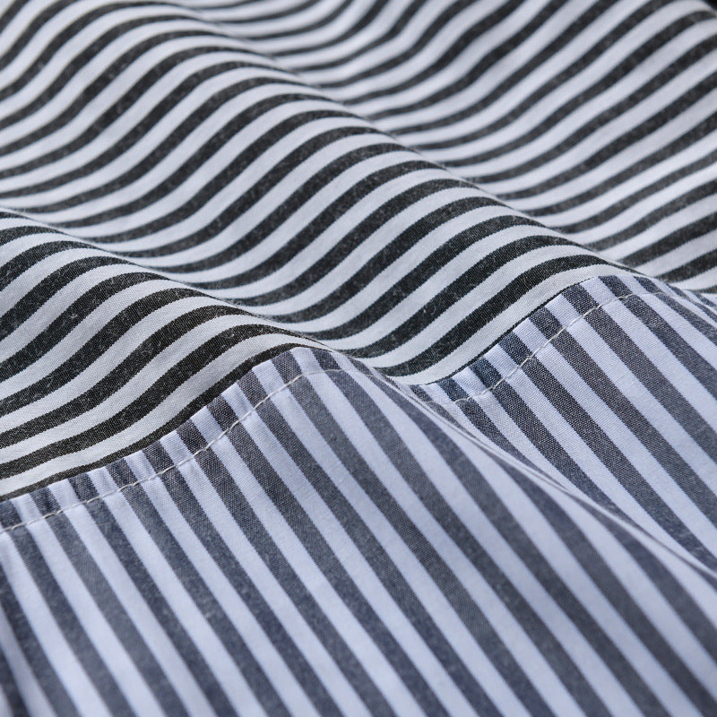 Men's Striped Patchwork Shirt with Chest Patch and Relaxed Fit Chichicherry