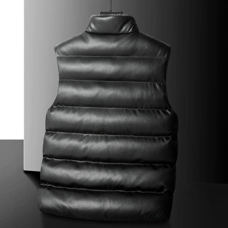 Men's padded quilted vest with cargo pockets and high collar Chichicherry