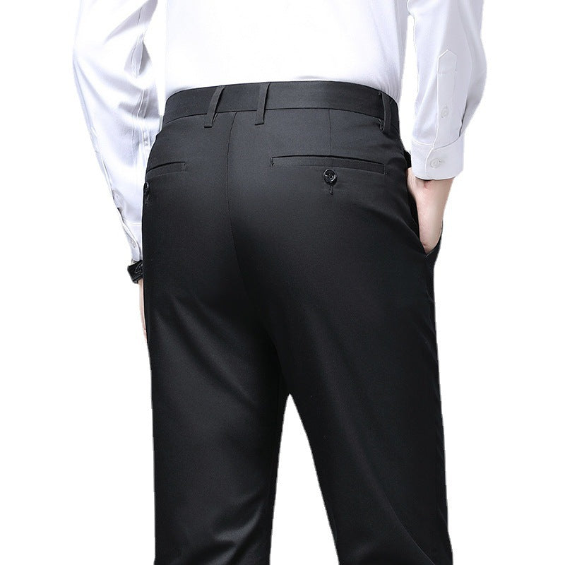 Men's Elegant Slim-Fit Chino Pants with Crease and Stretch Comfort Chichicherry