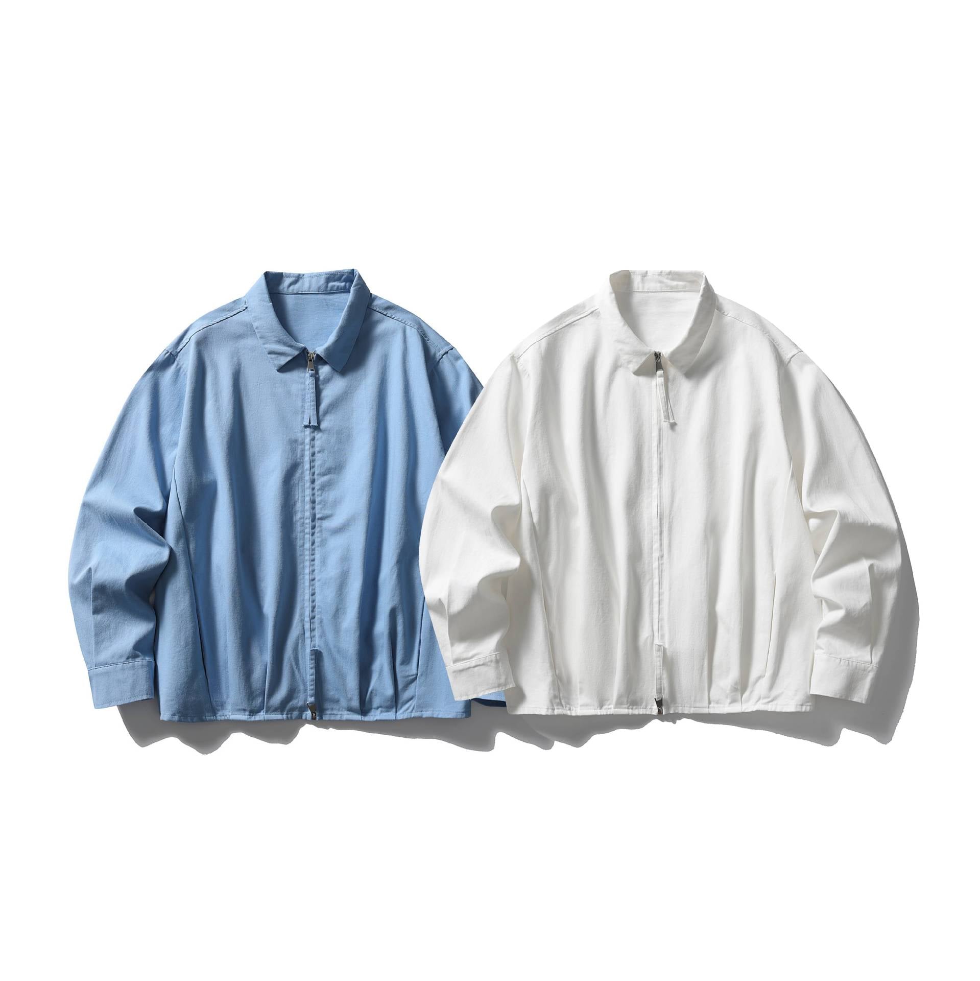 Unisex Lightweight Oversized Blouson Jacket with Half Zipper and Kent Collar Chichicherry