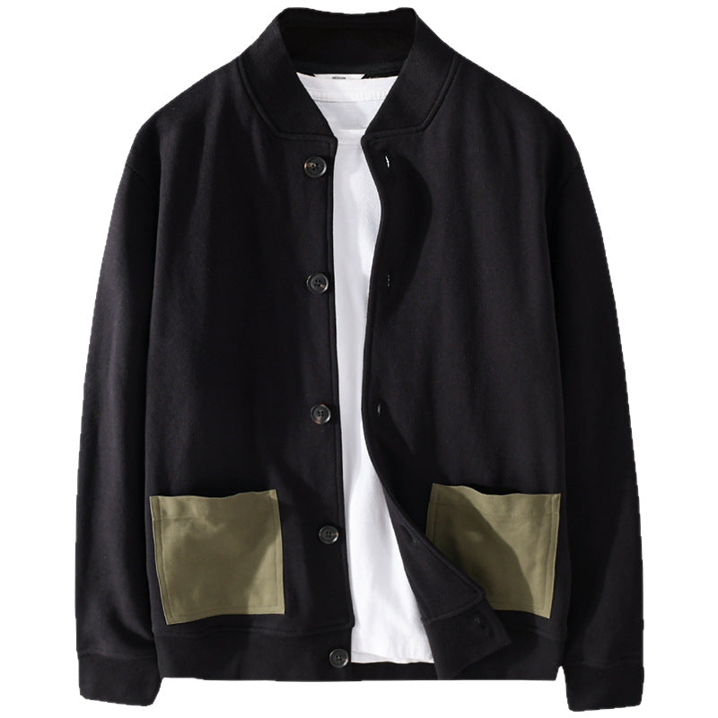 Men's Casual Bomber Style Shirt Jacket with Applied Contrast Pockets Chichicherry