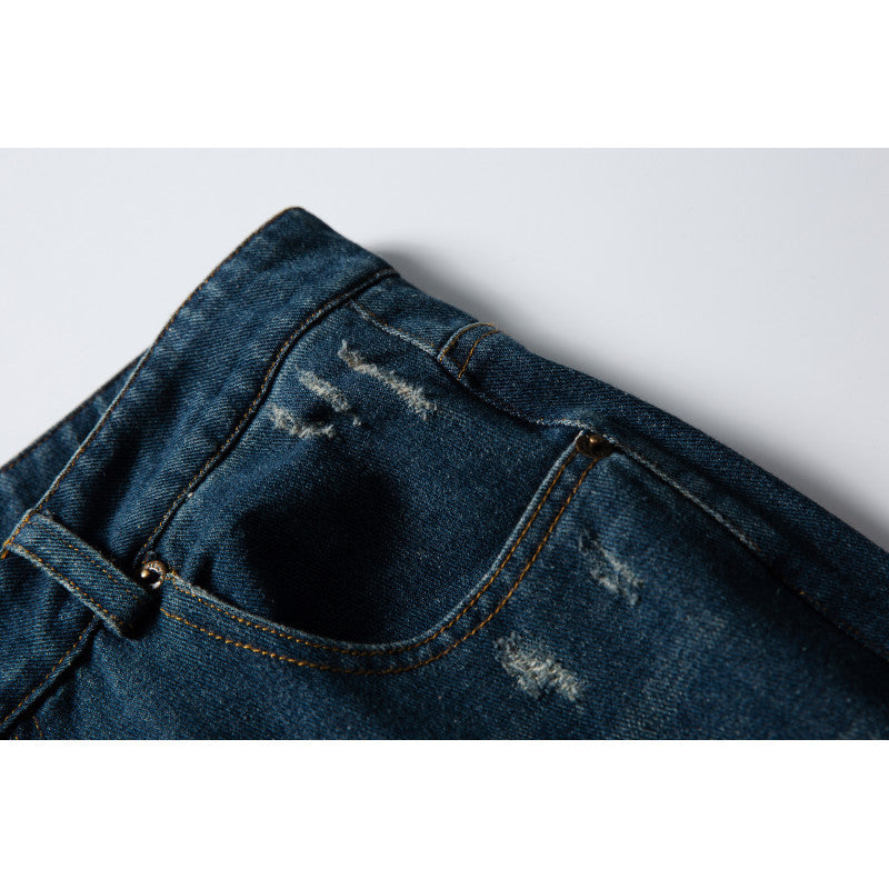 Men's Wide Highwaist Baggy Jeans with Used Wash and Five Pocket Details Chichicherry