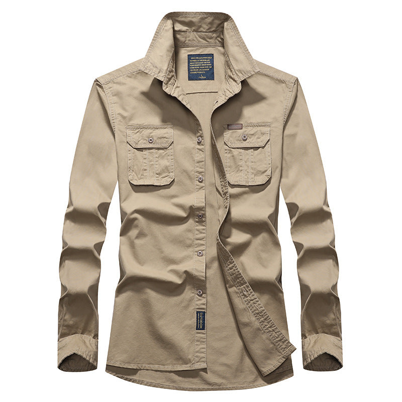 Men's Cotton Utility Shirt with Chest Flap Pockets, Reinforced Construction and Classic Shirt Collar Chichicherry