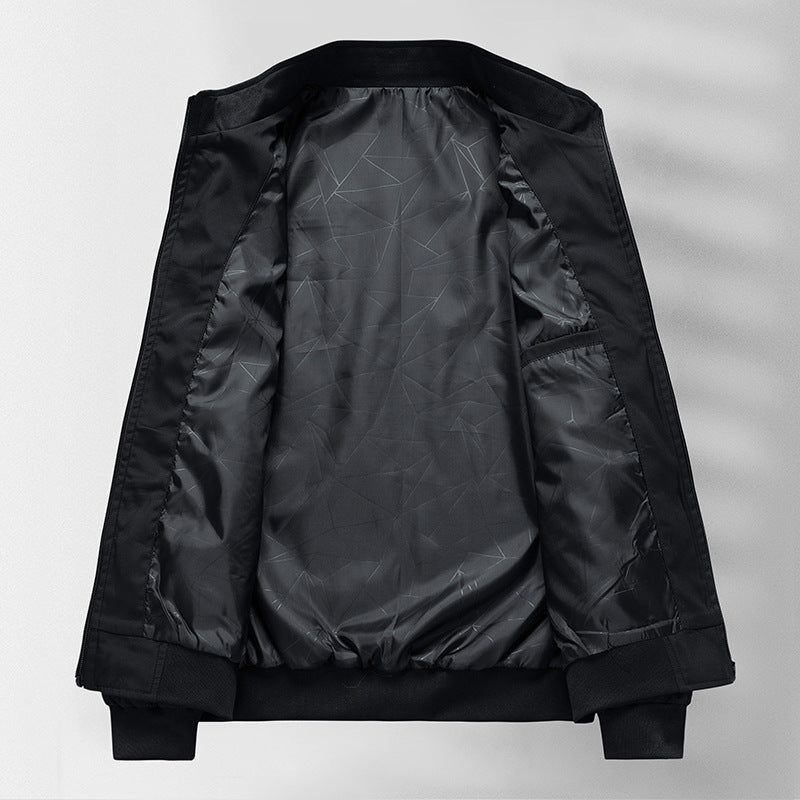 Men's Lightweight Quilted Bomber Jacket with Stand-up Collar, Padded Inner Lining and Ribbed Cuffs Chichicherry