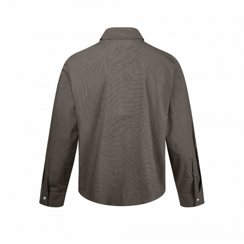 Men's Boxy Shirt Jacket with Two-Way Metal Zipper and Fine Structure Quality Chichicherry