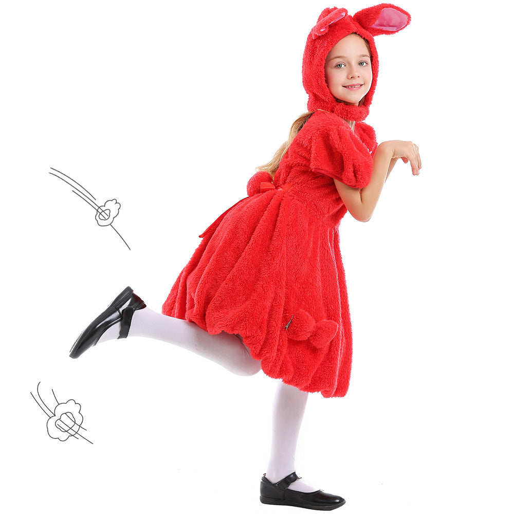 Girls Plush Bunny Costume with Hood and Playful Details Chichicherry