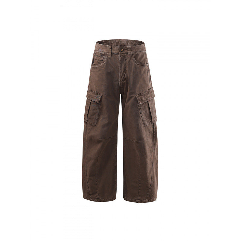 Women's Wide High Waist Cargo Culotte made of Cotton Twill with Multiple Pockets Chichicherry