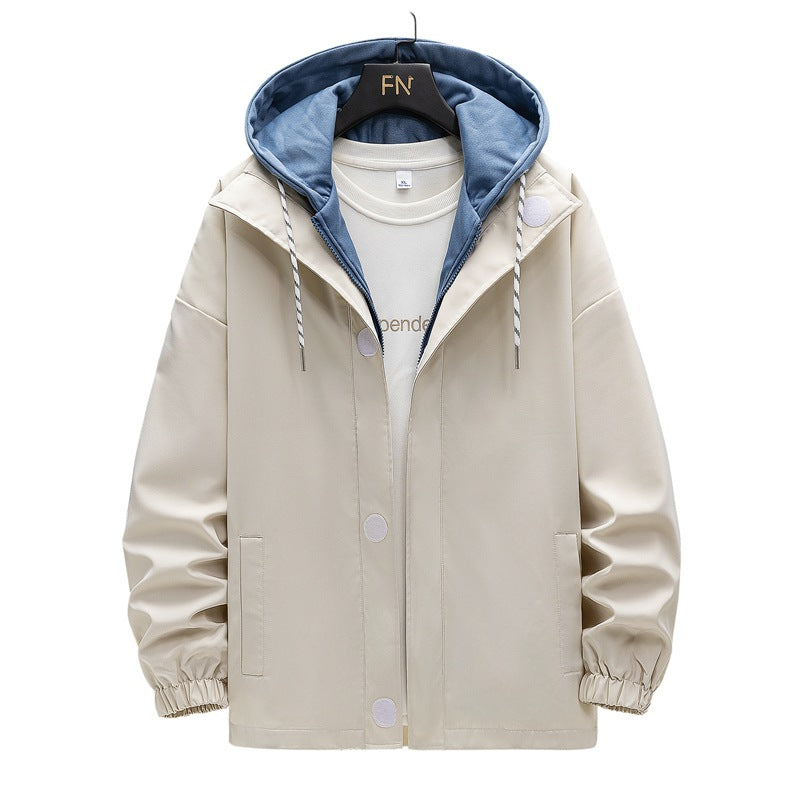 Men's two-layer hooded overlay jacket with contrasting inner hood and elastic cuffs Chichicherry