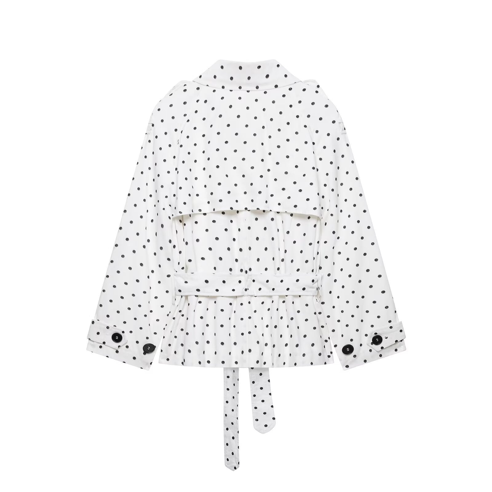 Women's short trench with waist belt and polka dot pattern Chichicherry