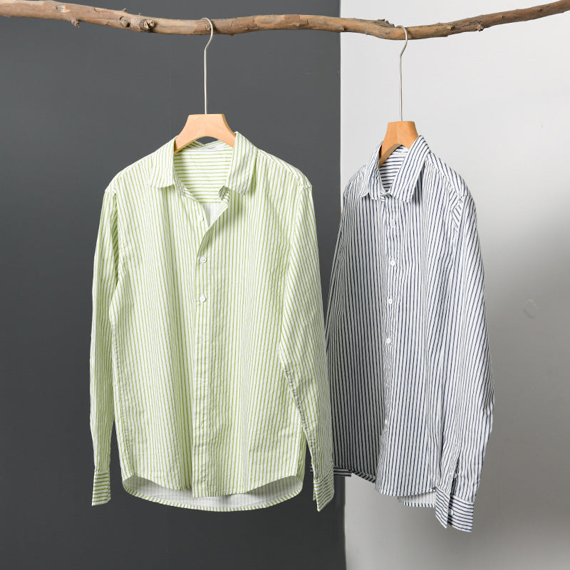 Men's Relaxed-Layering-Shirt with fine vertical stripes, Kent collar and soft cotton blend Chichicherry