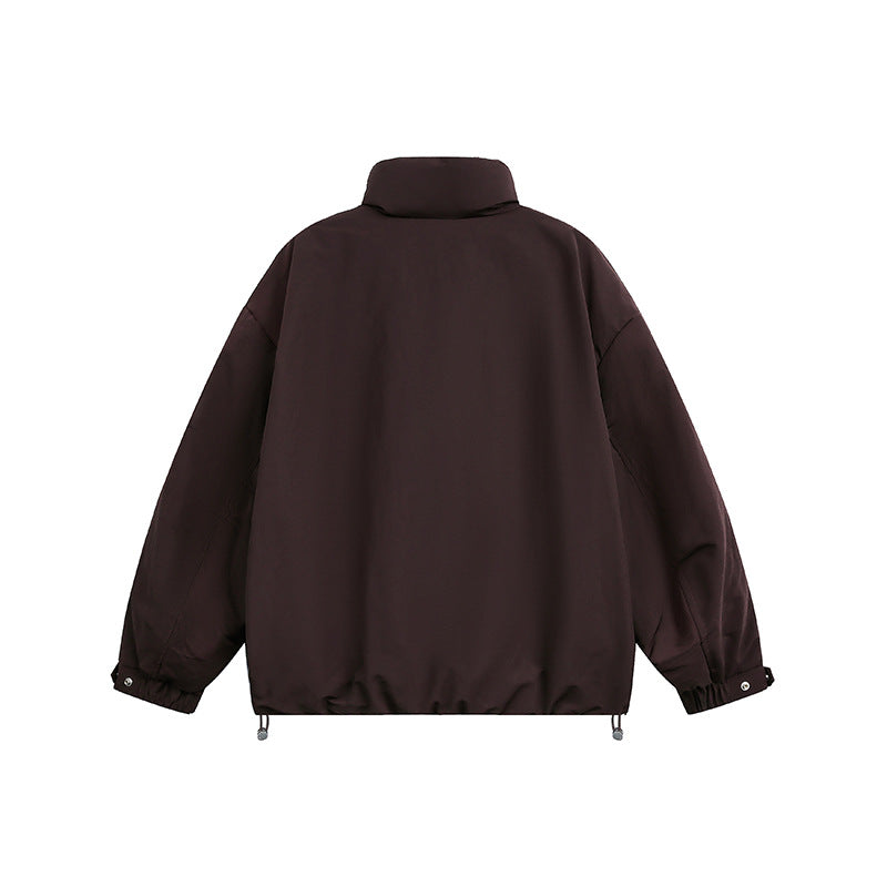 Men's Oversized Quilted Blouson Jacket with Stand-up Collar and Drawstring Chichicherry