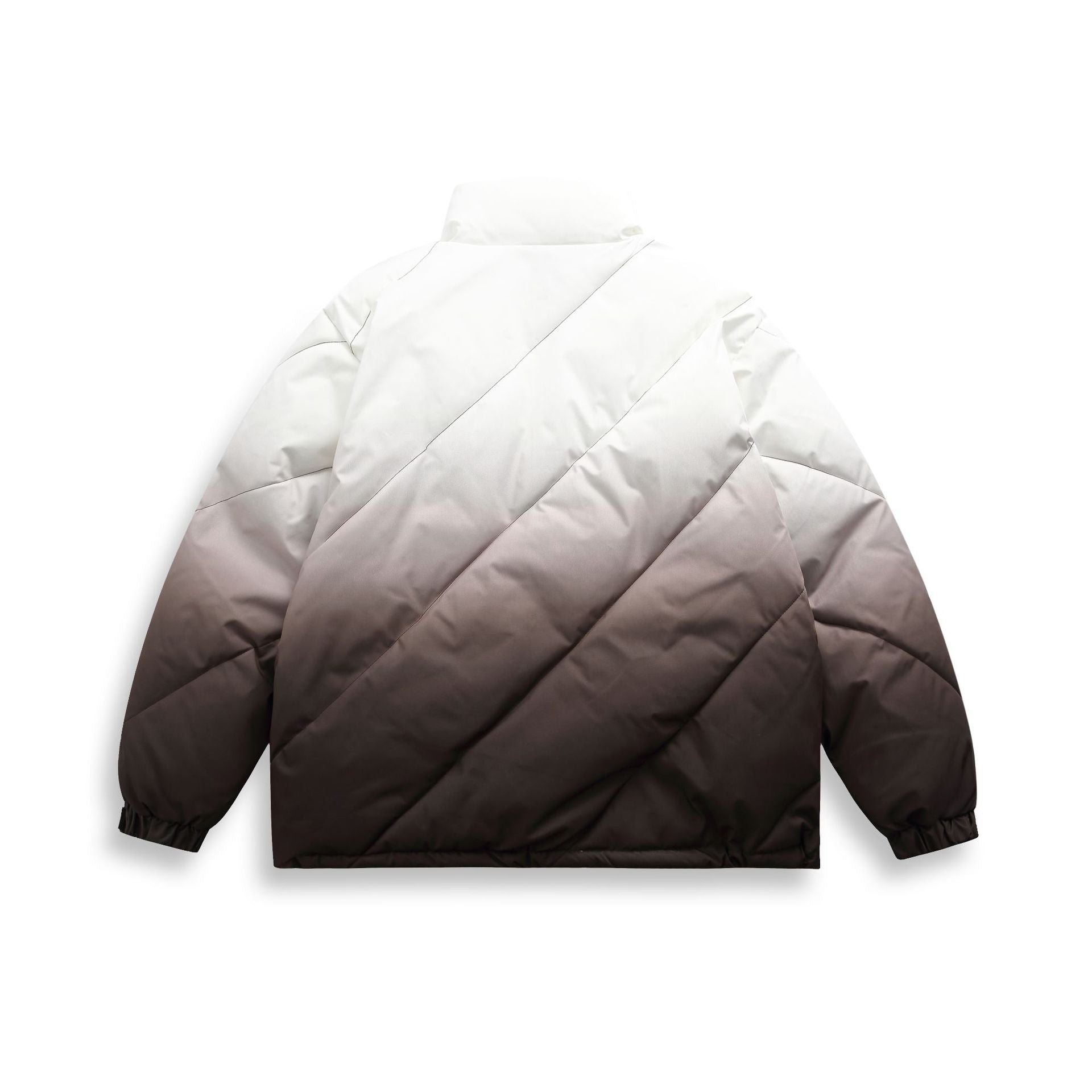 Unisex Short Cut Padded Jacket with Ombre Gradient and Diagonally Quilted Structure Chichicherry