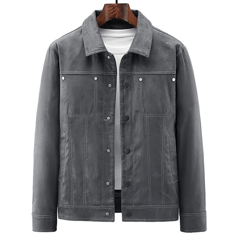 Men's jeans jacket in worker trucker style with distinctive contrast stitching Chichicherry