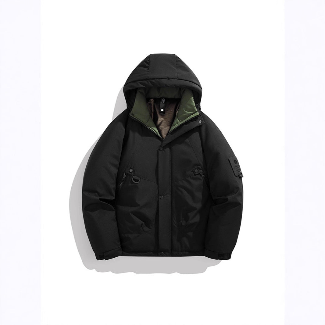 Men's Padded Outdoor Jacket with Hood, Multi-Functional Pockets and Windproof Outer Layer Chichicherry