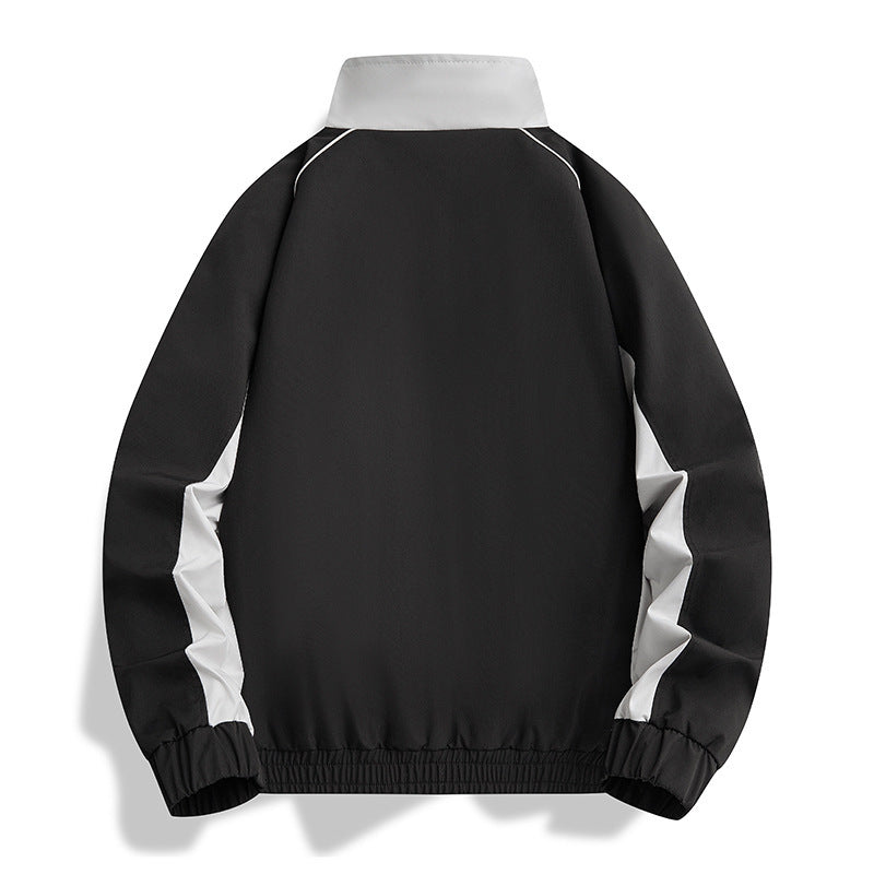 Men's Lightweight Athletic Softshell Training Jacket with Contrast Panels, Stand Collar & Elastic Hem Chichicherry