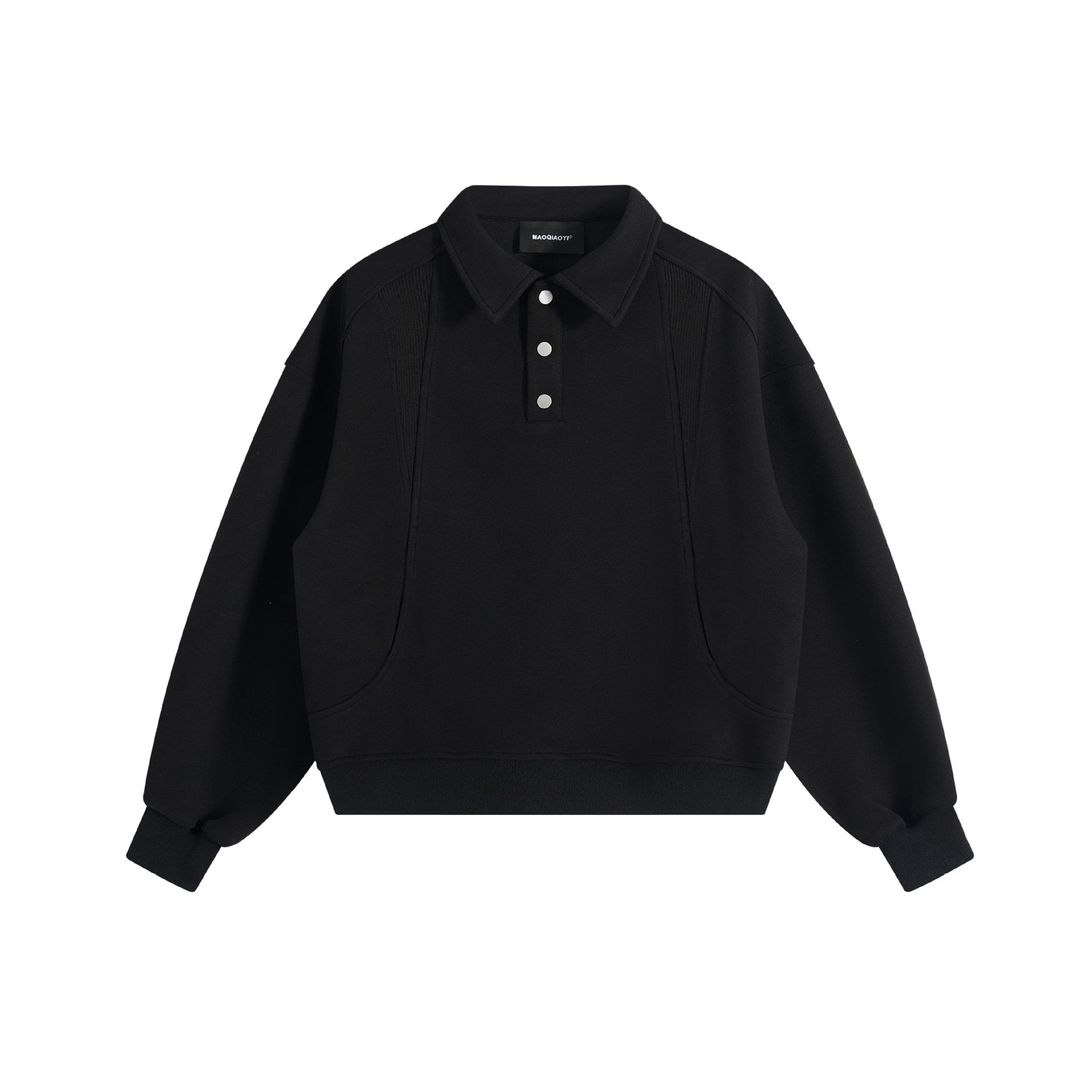 Unisex polo shirt sweatshirt with kent collar, snap button half placket and kangaroo pocket Chichicherry