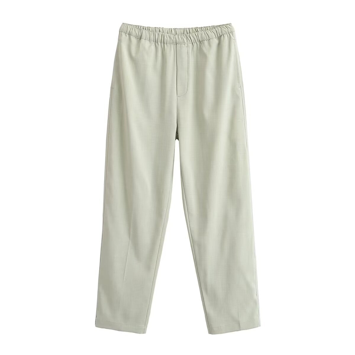Women's Lightweight High Waist Pants with Elastic Waistband and Straight Leg Chichicherry