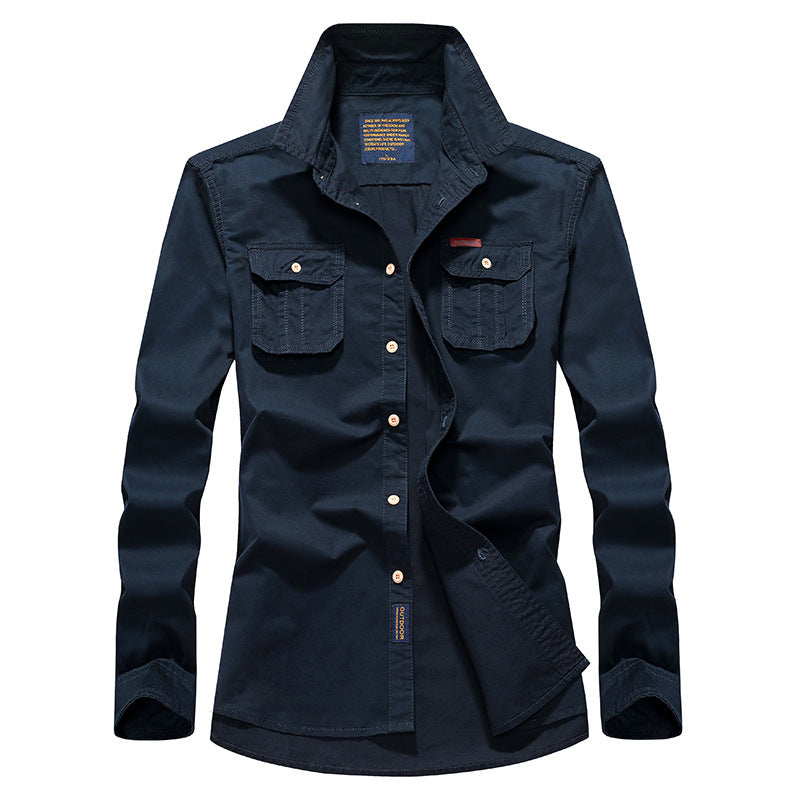 Men's Cotton Utility Shirt with Chest Flap Pockets, Reinforced Construction and Classic Shirt Collar Chichicherry