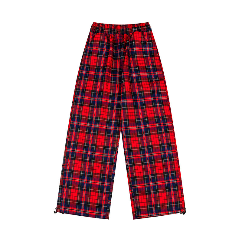 Ladies Checked Palazzo Loungewear Pants with High Comfort Waistband and Adjustable Hem Chichicherry