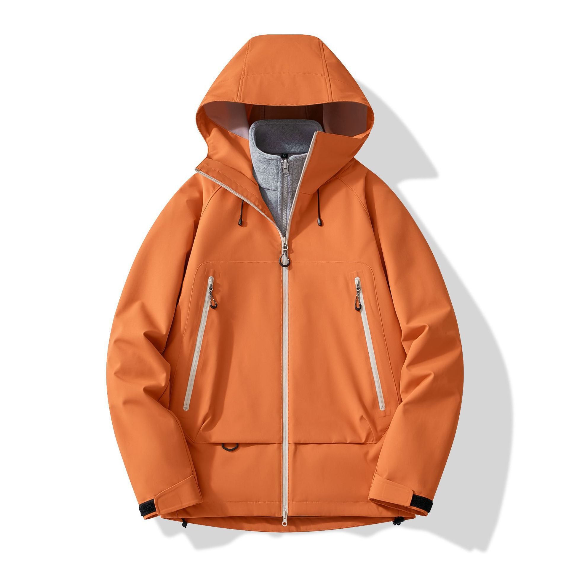 Men's technical insulating softshell jacket with hood and fleece inner collar Chichicherry