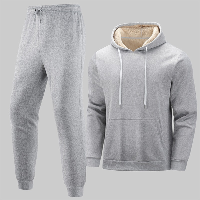 Men's Insulated Leisure Set with Teddy Lined Hoodie & Thermal Jogging Pants Chichicherry