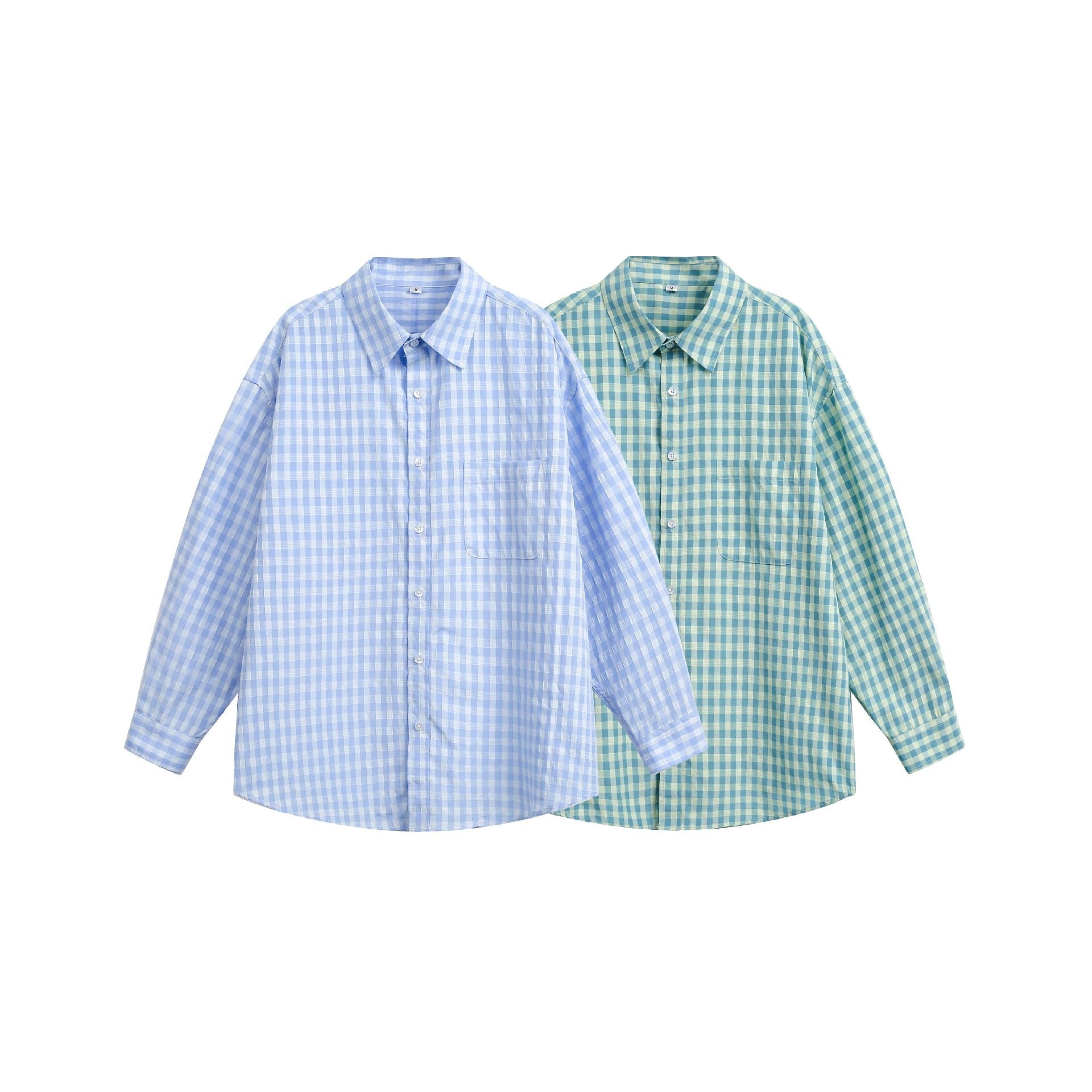 Women's Oversize Check Shirt with Boxy Silhouette, Kent Collar and Chest Pocket Chichicherry