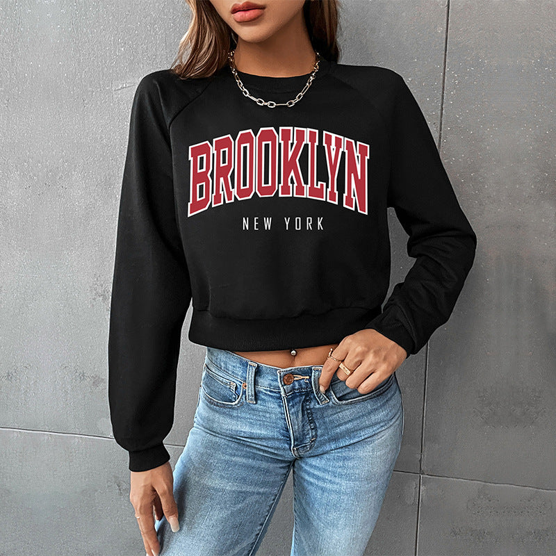 Women's Short-Cut College Sweater with Raglan Sleeves and Cuffs Chichicherry