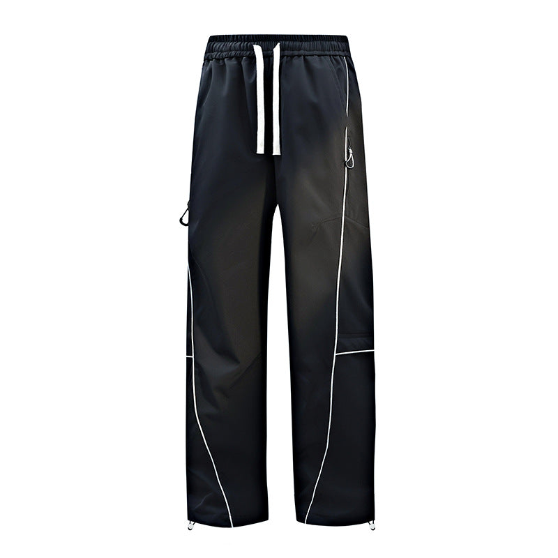 Unisex Water-repellent technical Cargo pants with wide leg, zip pockets and drawstring Chichicherry