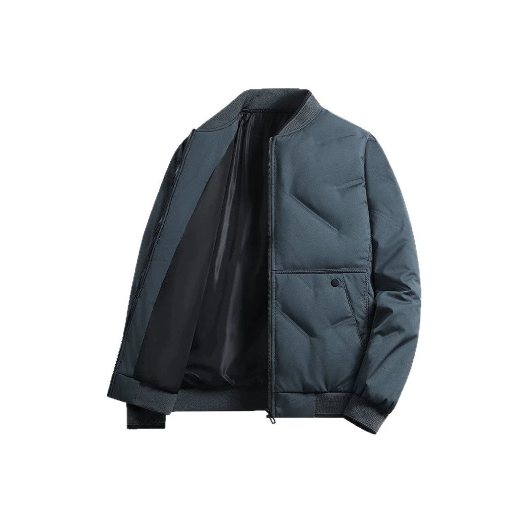 Men's Padded Thermal Bomber Jacket with Stand Collar, Zipper & Insulating Padding Chichicherry