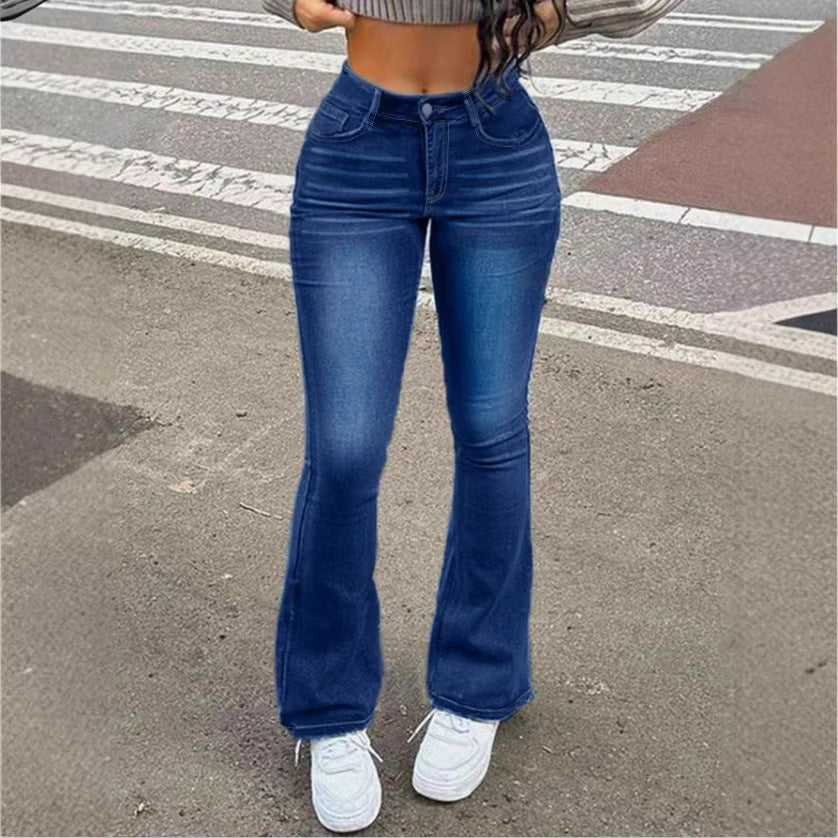 Women's high-waisted bootcut jeans with sculpting hip band Chichicherry