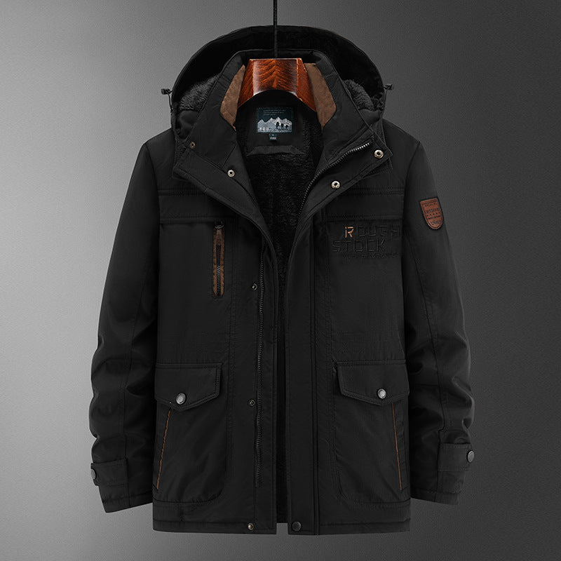 Men's Robust Padded Field Parka with Teddy Lining, Hood, and Multi-functional Pockets Chichicherry