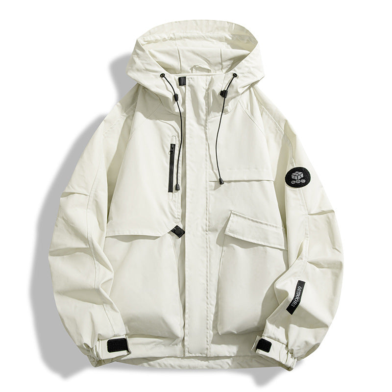 Men's Water-Repellent Utility Outdoor Jacket with Hood, Multiple Pockets and Windproof Membrane Chichicherry