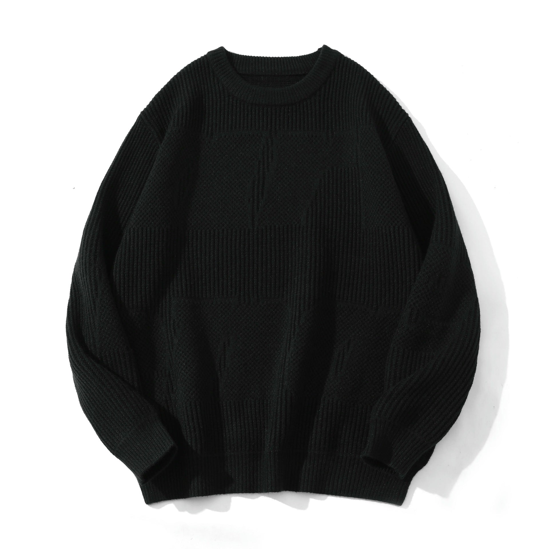 Unisex Structured Oversize Round Neck Sweater with Panel Knit Chichicherry