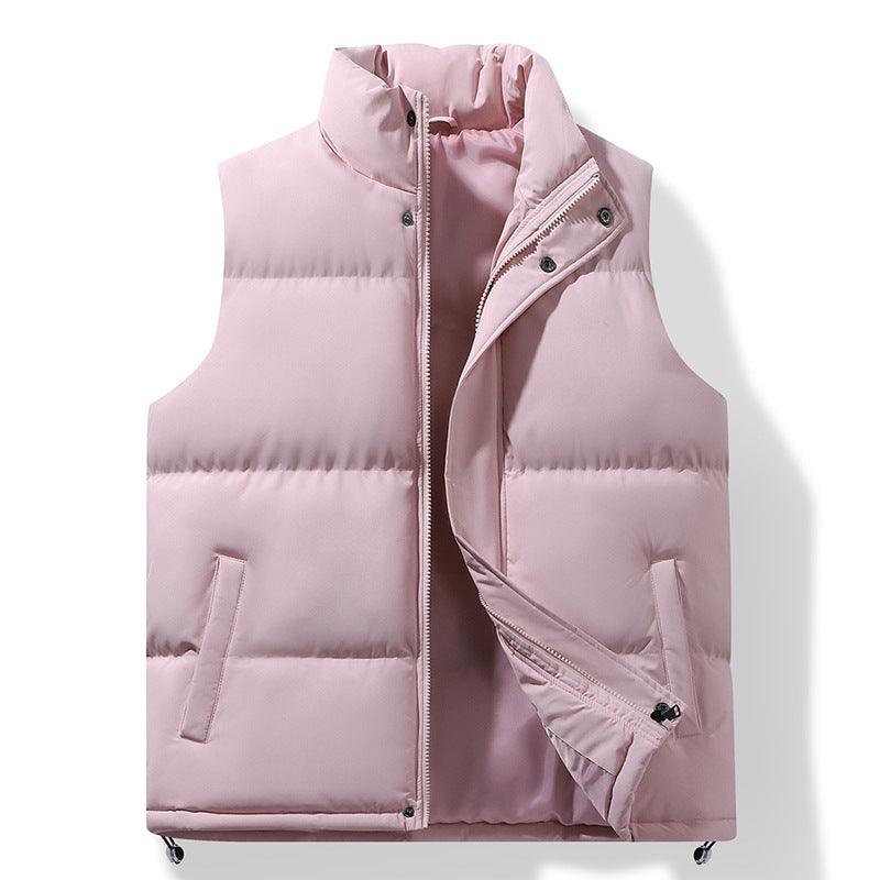 Men's Quilted Thermal Puffer Vest with High Stand Collar and Drawstring Hem Chichicherry
