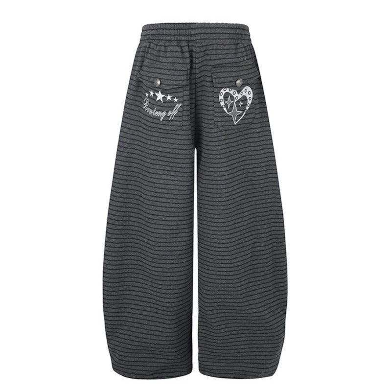Women's Wide Palazzo Culotte Sweatpants with Drawstring Waistband and Decorative Button Placket Chichicherry