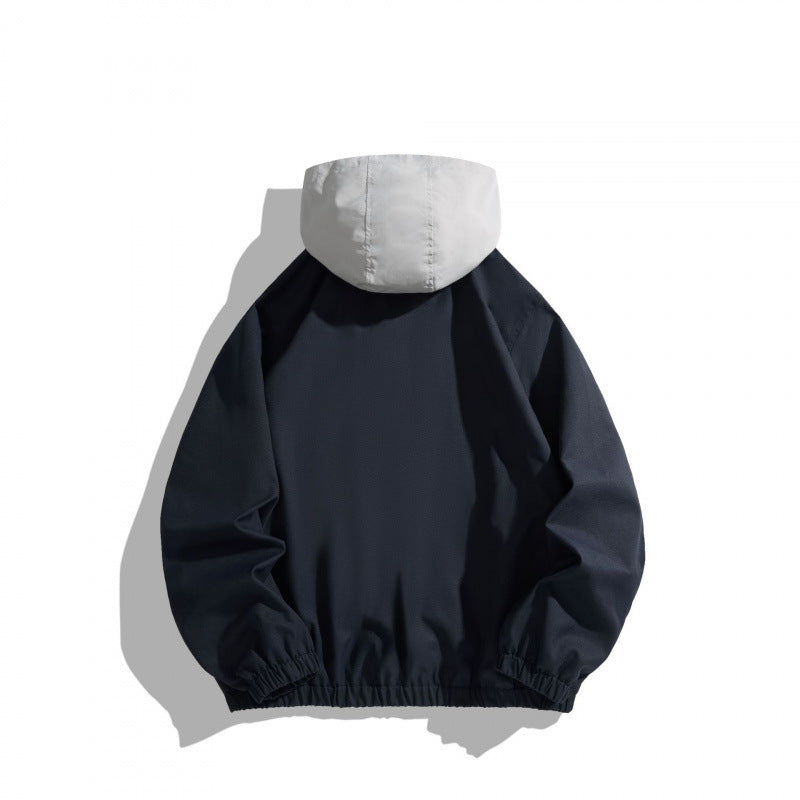 Unisex Oversize Half-zip Hoodie with Contrast Hood, Zipper Pockets and Elastic Hem Chichicherry