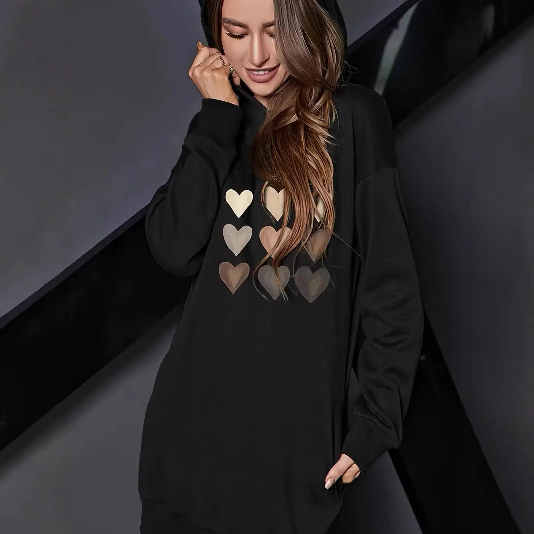 Women's hoodie dress with metallic heart print and oversized sweatshirt cut Chichicherry