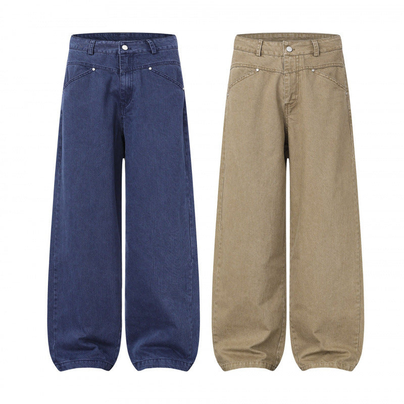 Women's Wide Highwaist Balloon Jeans in sturdy denim with elastic ankle hem Chichicherry