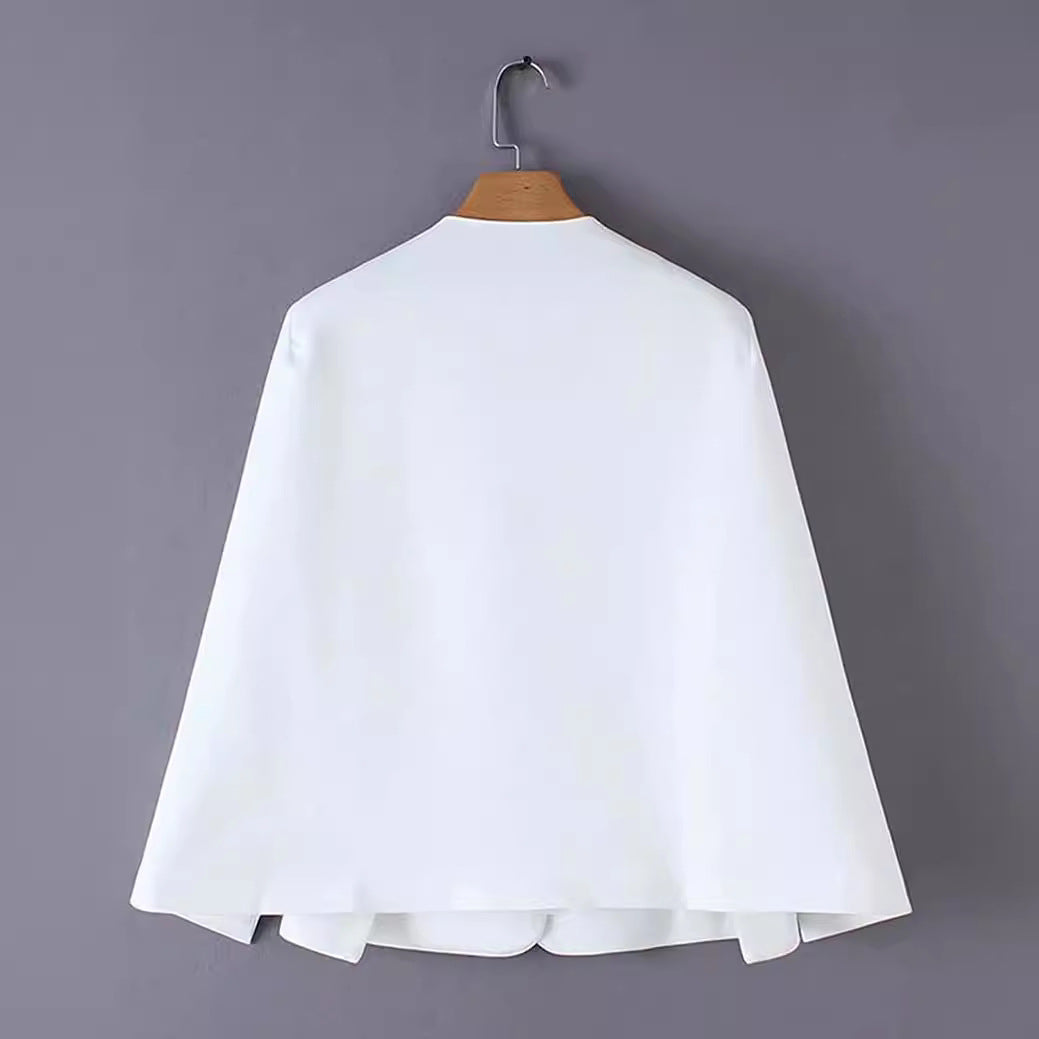 Ladies Elegant Cape Blazer with Open Sleeve Slits and Clean Fall Chichicherry