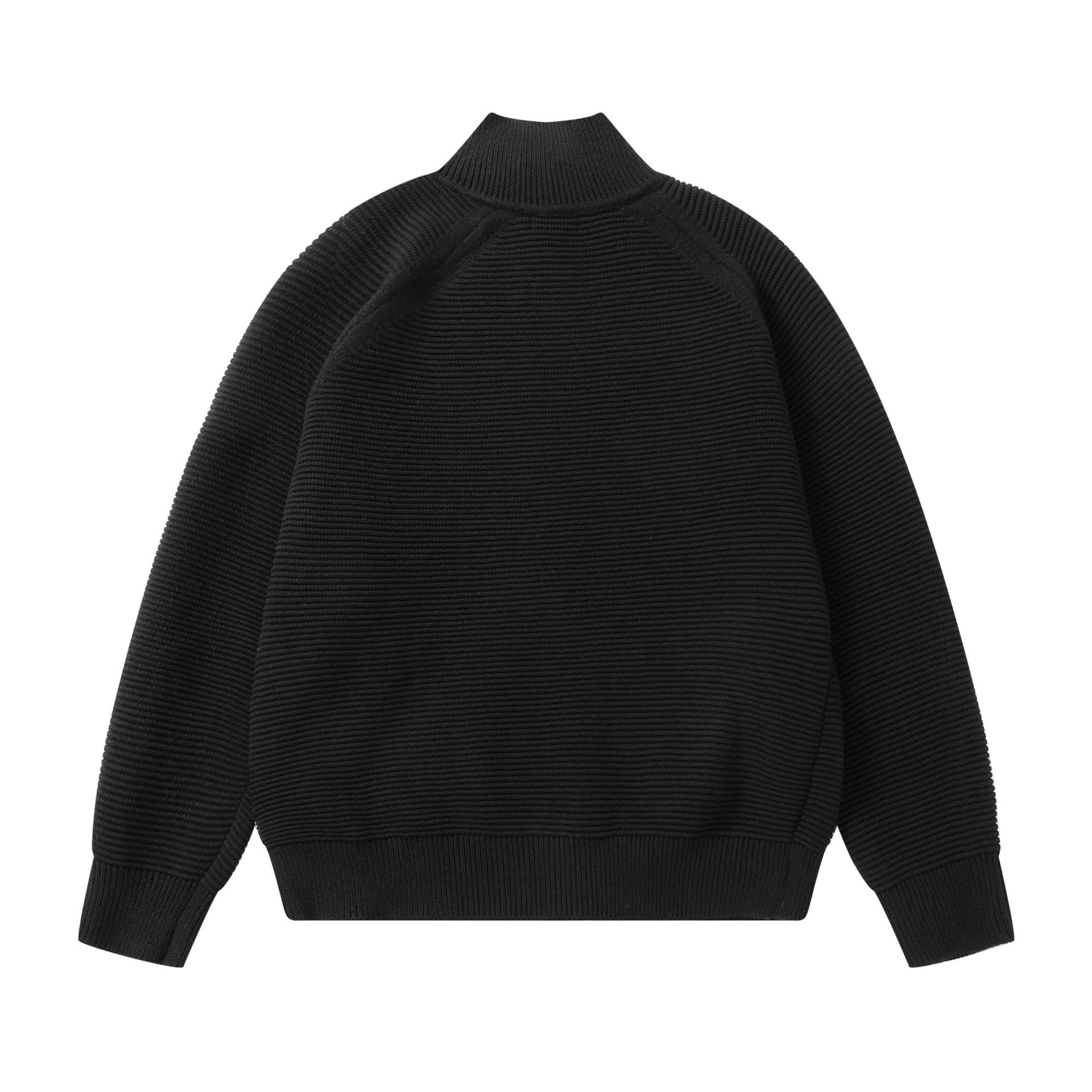 Men's chunky knit stand-up collar cardigan with full-length zipper Chichicherry